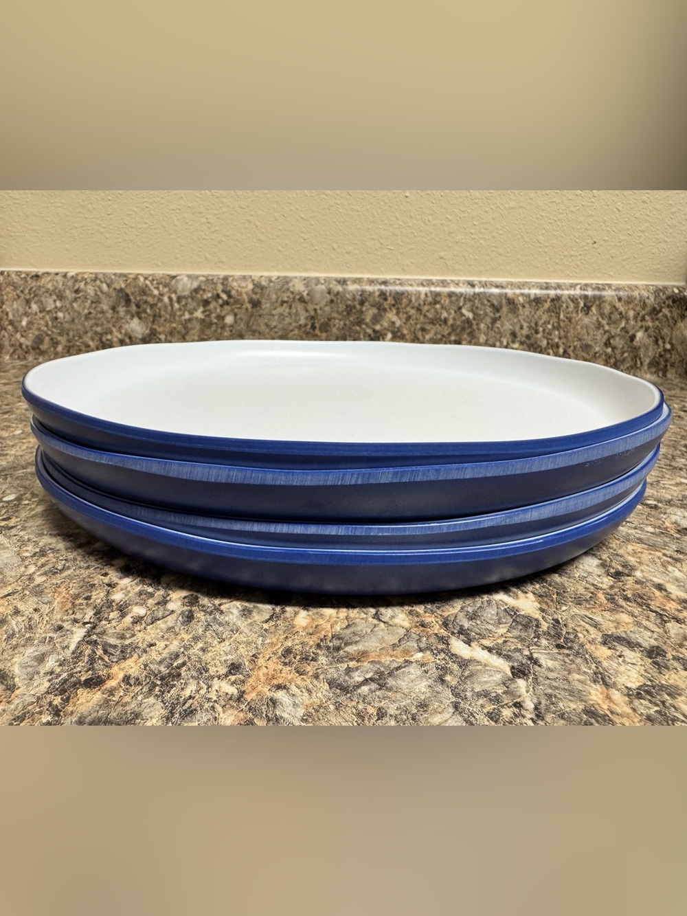 Rachel Zoe Blue Ceramic Serving Platter with White Interior set of 4